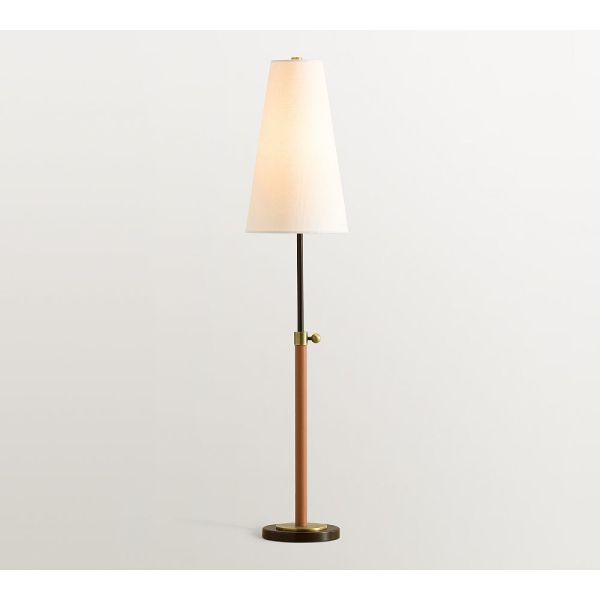 Modern Design Table Lamp with Brass Finish and White Linen Shade for Indoor Living Reading Craft Rooms