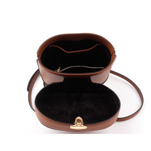 Simple wild retro leather bucket bag leather shoulder bag diagonal female