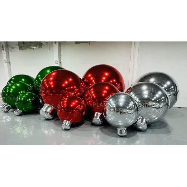 Giant Double Layer PVC Red Inflatable Christmas Mirror Ball for Decoration