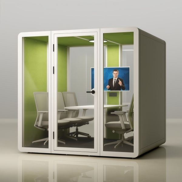 6-Person Soundproof Booth with 35±5dB Sound Insulation, 5 Year Warranty, and 7-Layer Acoustic Structure Office Pod