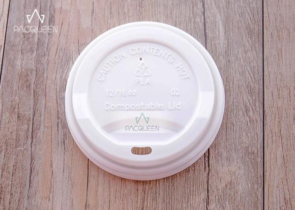 Compostable PLA Flat Takeaway Cup Lids Eco Friendly 80mm / 90mm Diameter