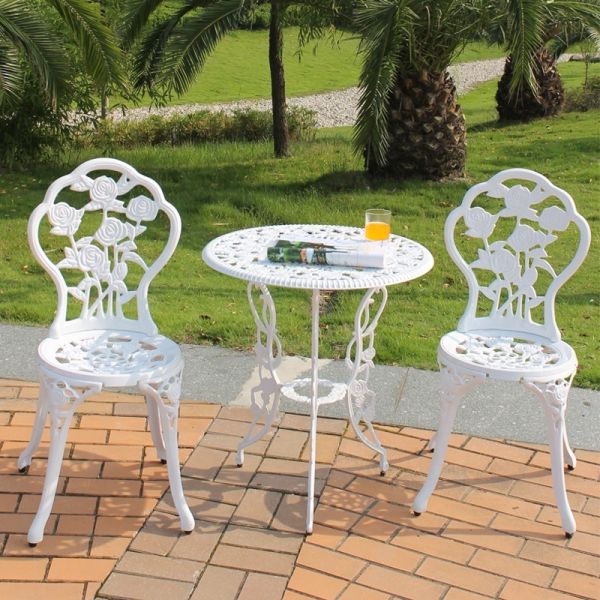Outdoor Patio Garden Furniture Cast Aluminum Dining Table and Chairs Bistro Set