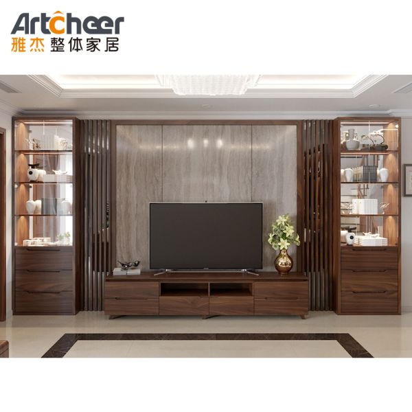 Rustic Style TV Cabinet with Melamine Finish and Customized Size for Modern Living Rooms