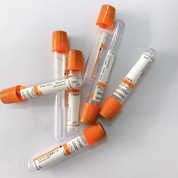 Laranja do tubo da coagulação das amostras de sangue a pro derrubou o único uso 1-10ml