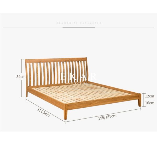 New Modern Simple Design King Size Oak Solid Wood Bedroom Furniture Nordic Bed