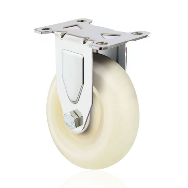 4 Inch PP White Caster Wheels Side Brake Swivel Trolley Wheels With Stainless Steel Plain Bearing