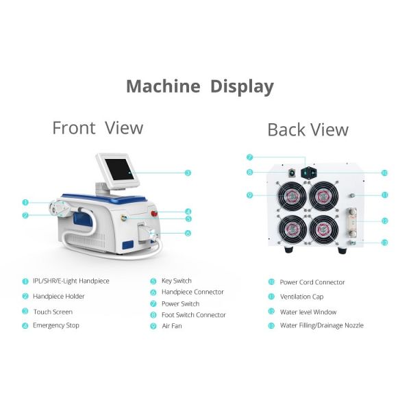 Кожа забеливая машину 1400W удаления волос лазера дам