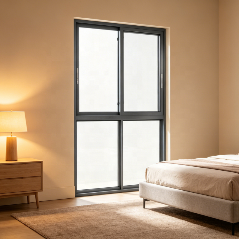 Customized Aluminum Alloy Frame Sliding Windows Modern Manual Double Glass for Bedroom Bathroom Villa Hotel