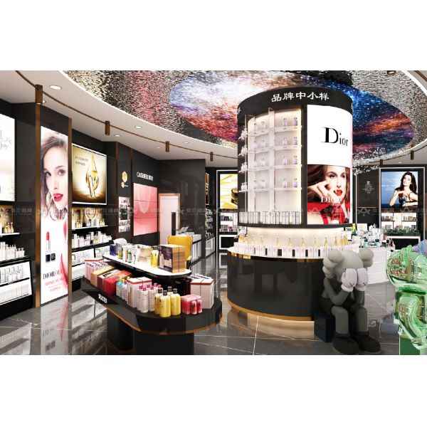 Skincare Shop Interior Design Gold Rush Series Case for Shop Display Furniture