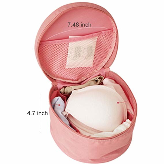 Durable Pink Travel Undergarments Pouch / Underwear Travel Case Round Design