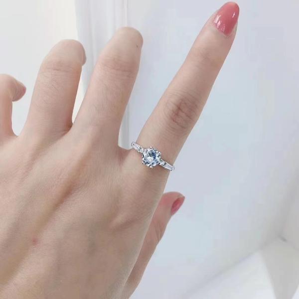 Sparkling Round Clear 925 Sterling Silver Cubic Zirconia Band Ring CZ for Engagement
