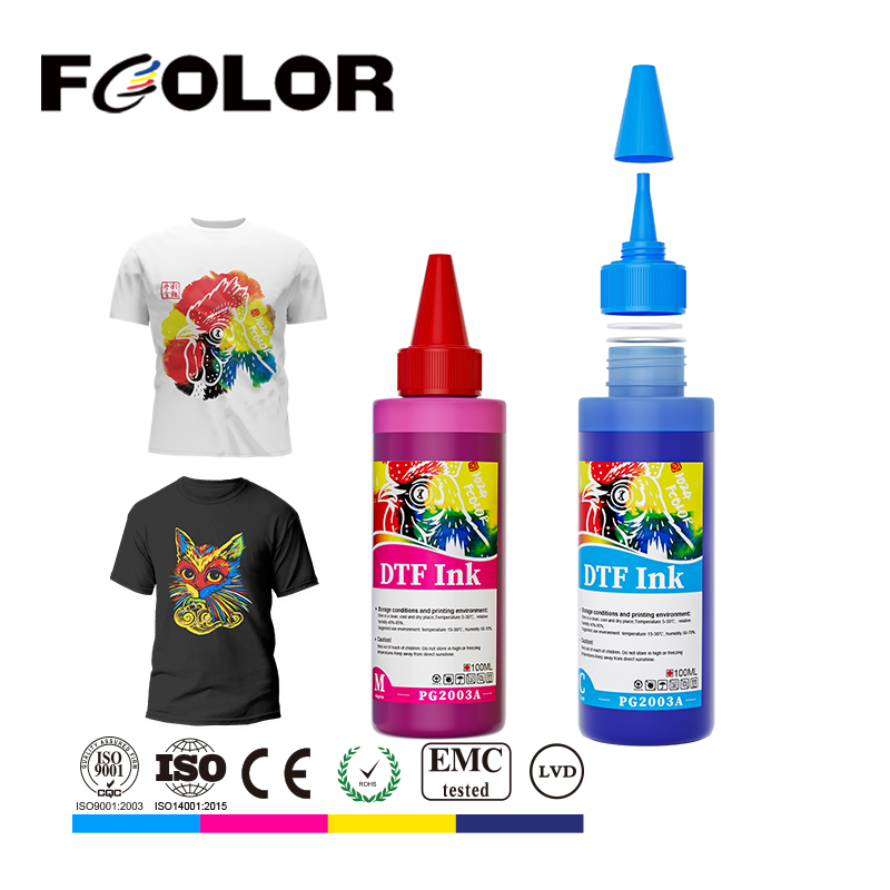 Fcolor Manufacturer 100ml Not Crack White DTF Textile Pigment Ink for Epson I3200 DX7 XP600 Dtf Printer