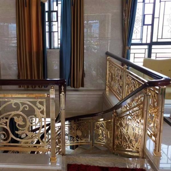 Gold Plated SS Steps Railing Stainless Steel Outdoor Stair Railings