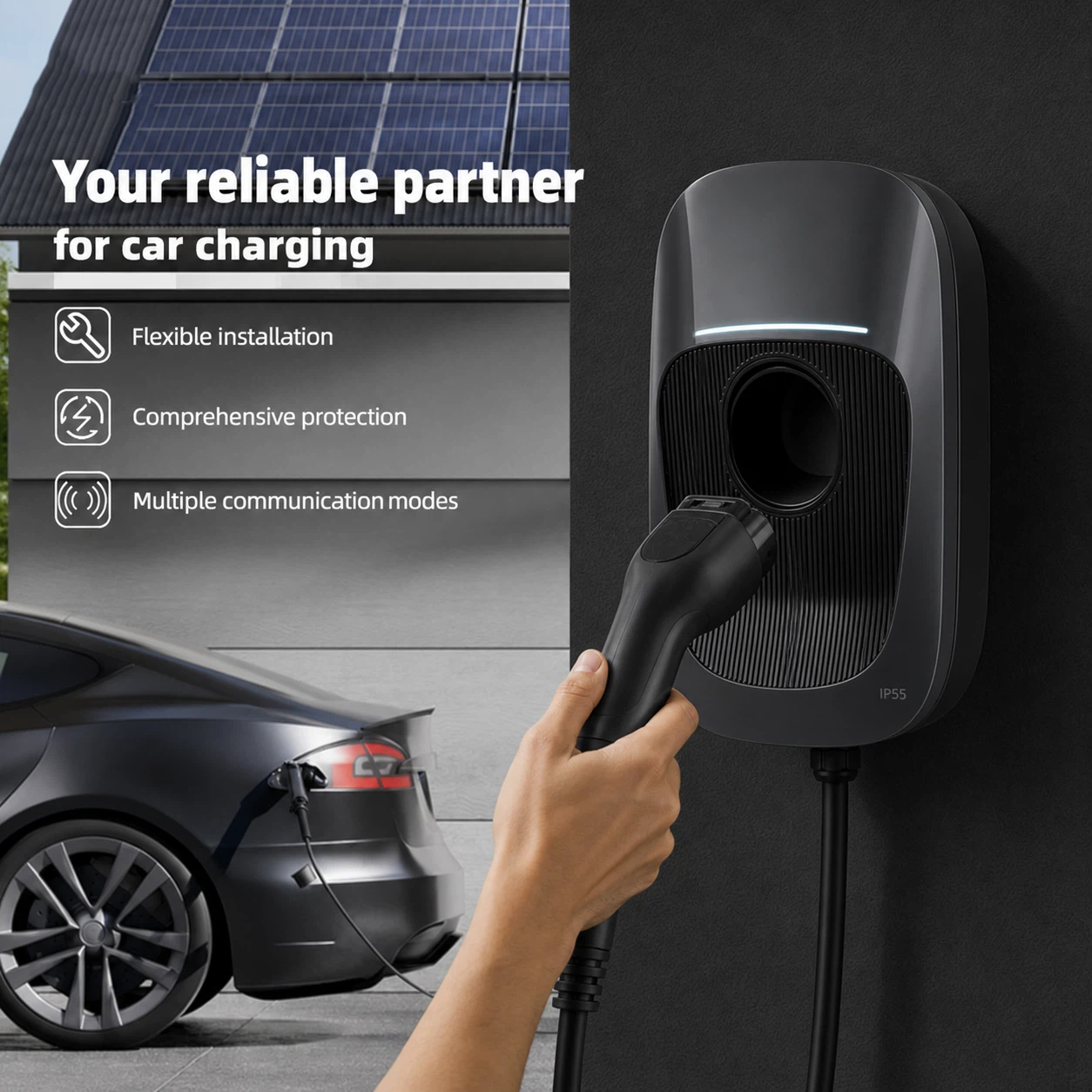 Compact Wall-mounted EV Charger Providing Space Electric Vehicle Charging Solutions for Urban Residential and Commercial Properties