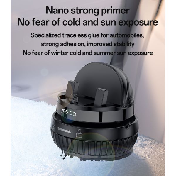 Yesido 360 Rotation Dashboard Phone Holder with One-touch Locking for 4.6/6.7 Inches Phones and 124G Weight