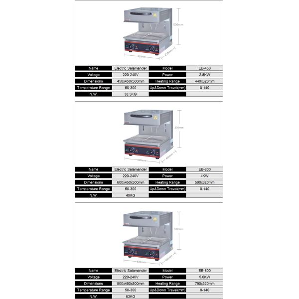Electric Salamander Commercial Tabletop Salamander Smokeless Stainless Steel Salamander Commercial Kitchen Equipment
