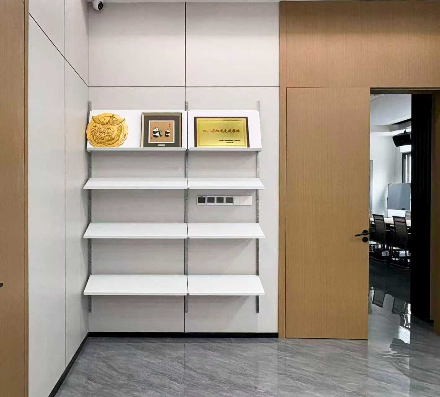 Living Room Modern Wall Shelf Storage White Floating Aluminum Rail for Clothing & Flower Pot Multifunction Adjustable Design