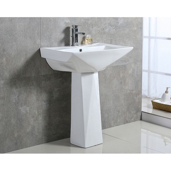 Bathroom Full Pedestal Wash Basin Free Standing Single Hole Multiple Size