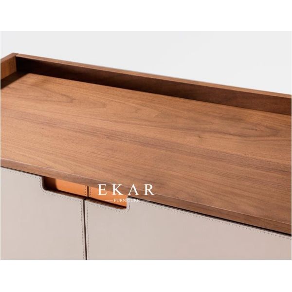 Dining Room French Design 4 Door Metal Base Wooden Modern Sideboard