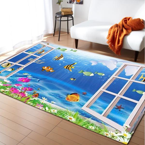 Non Skid 3D Printed Rugs 100*120cm Living Spaces Area Rugs