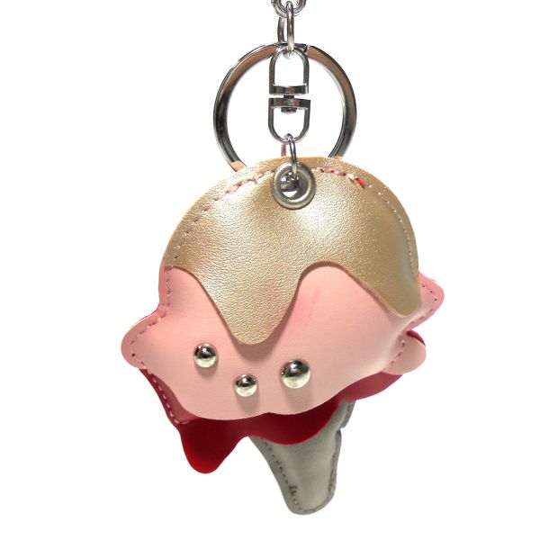 Custom Ice Cream Promotional Leather Keyrings ROHS Approved