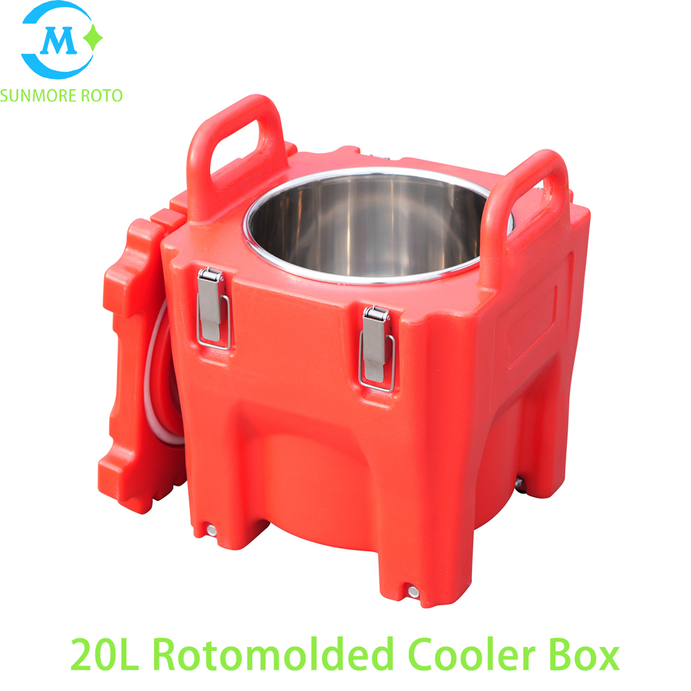 SUNMORE ROTO 20L Red Rotomolded Portable Insulated Cooler Box, Small Thermal Storage Container For Outdoor Camping Fishing Food Transport