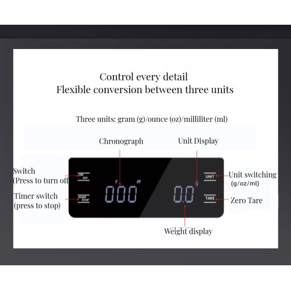High Precision 3kg/0.1g Battery Operated Electronic Weight Scale for Espresso Kitchen