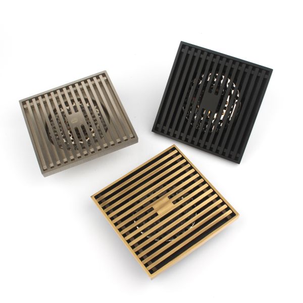 120x120mm Brass Floor Waste Drain with Anti-Odor Strainer in CHROME PLATE Finish