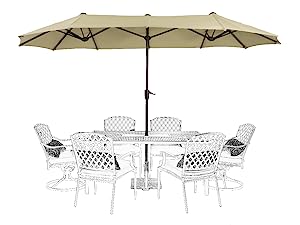 Patio Umbrellas, Outdoor Market Large Umbrella wirh Base, Rectangle Long Double-Sided Umbrella Yard Lawn Garden