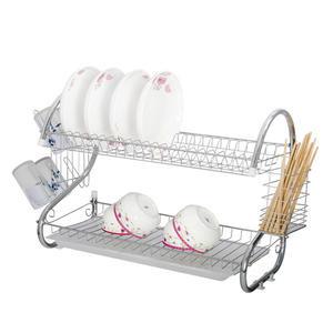 SS H39.5cm 2 Tier Kitchen Storage Rack , 1.28KG Two Tier Shelf Organizer