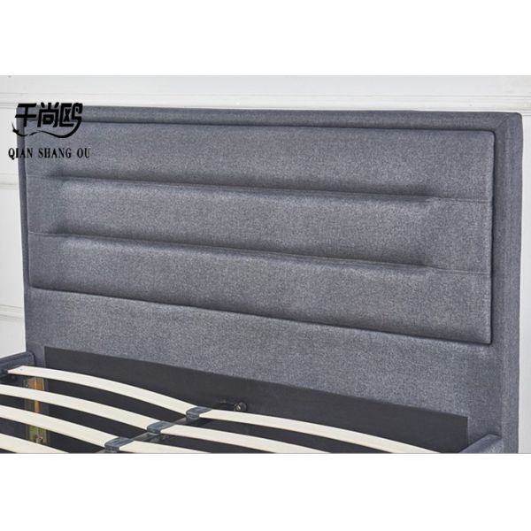 Sturdy Leather Linen Grey Upholstered Storage Bed Home Furniture