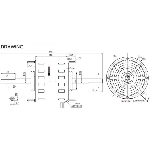 550W AC Motor Condenser Fan Motor 550W