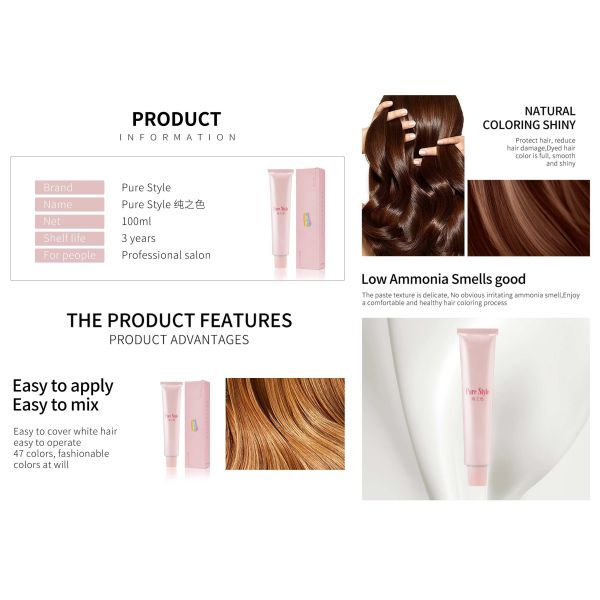 OEM Purestyle Hair Color Cream Creme Hair Color Mild Fragrant Formula Trusted Hair Dye Factory