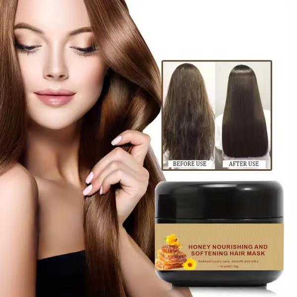 Maciço Nutritivo Mel Reparação Máscara de cabelo Melhora de cabelo seco Máscara de beleza OEM ODM