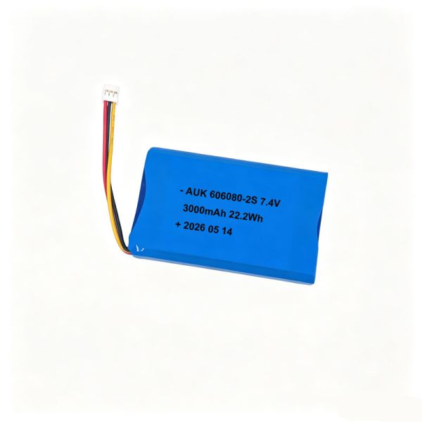 AUK 606080-2S 7.4V 3000mAh Lipo Battery 22.2Wh With UN38.3 CE Lithium Polymer Battery China Manufacturer