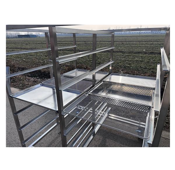 Stainless Steel Polishing Bakery Racking Trolley Hand Cart Kitchen Equipment