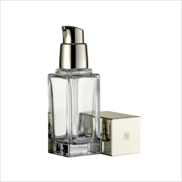 крышки насоса золота стеклянной бутылки квадрата 20ml 30ml бутылка учреждения косметической пустая стеклянная