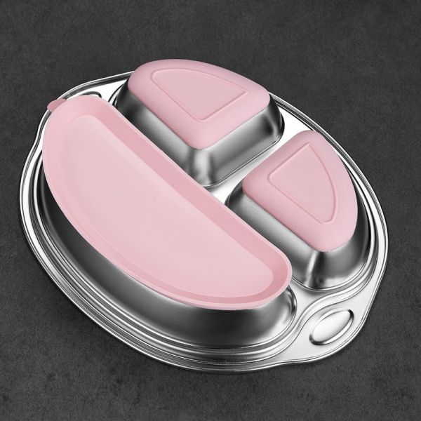 Placas de jantar antiderrapagem para crianças resistentes à corrosão com vaso de sucção