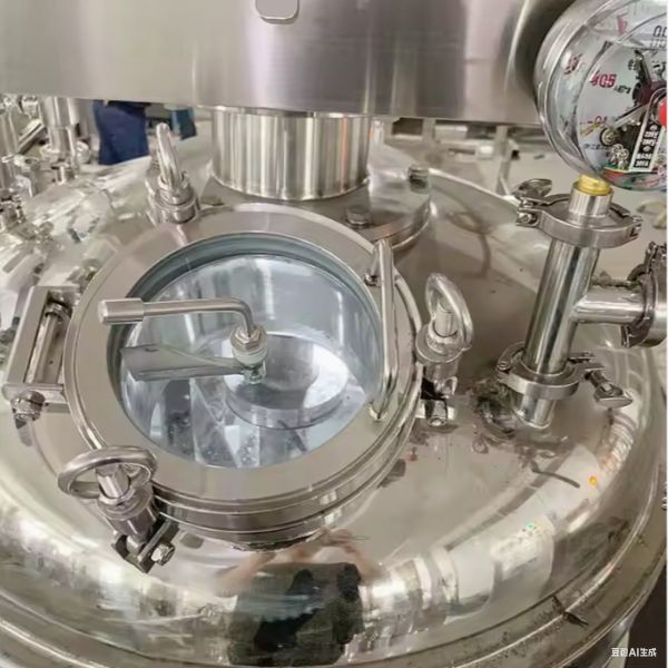 Mezclador de emulsionador de vacío de tipo fijo de elevación hidráulica 300L para la fabricación de cosméticos