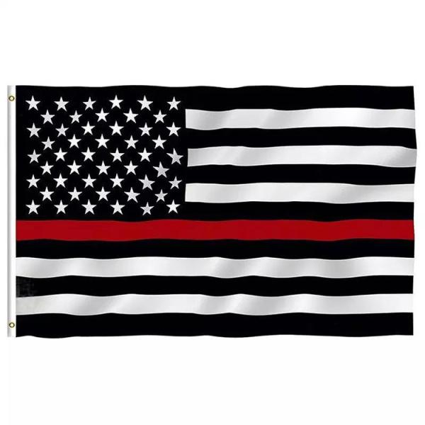 Water Resistant Thin Red Line Flag 3 X 5ft Outdoor Canvas Header With Grommets
