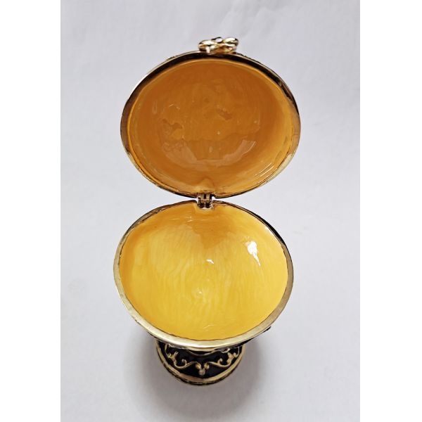 Hand Painted Enameled Blace Faberge Egg Decorative Hinged Jewelry Trinket Box Unique Gift For Home Decoration Gift Box