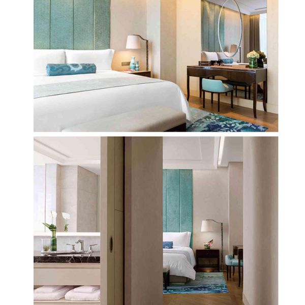 5 Star Luxury Hotel Bedroom Set Double Bed Wood Hotel Project Furniture