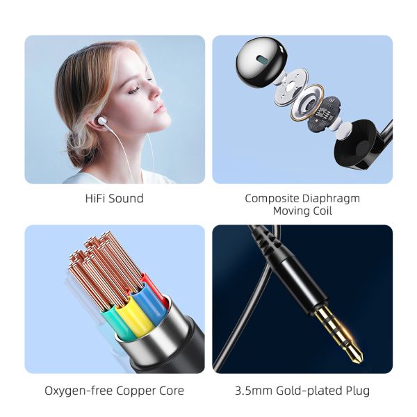 M15 auriculares con diafragma compuesto con cable 3.5mm PVC Mini auriculares