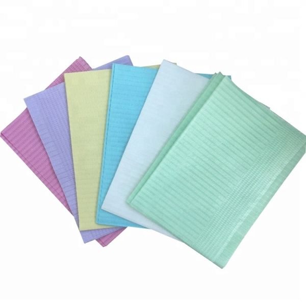 Waterproof Laminated PE Tissue 2ply Disposable Dental Bibs