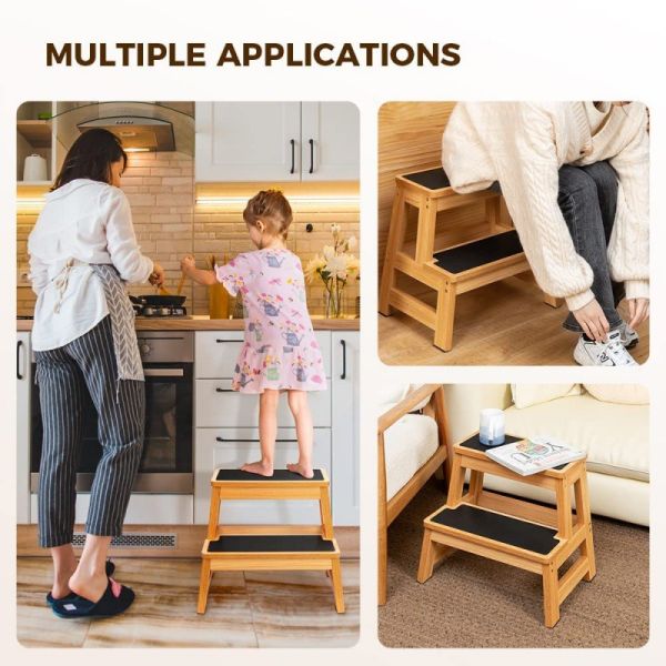Home Stool Ottoman Kids Step Stools for Toddlers Bathroom Wood Toddler Kitchen Counter Sink Baby 2 Foot