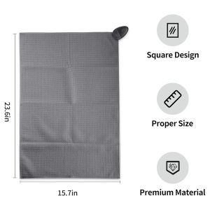 Light Weight Quick Drying Microfiber Waffle Pattern Tri-fold Golf Towel With Hook And Clip Easy To Carry Custom Golf Towel