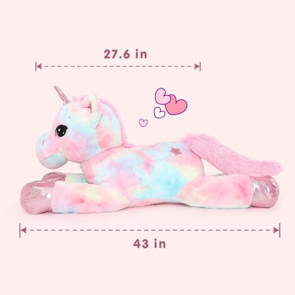 MorisMos 43 Inch Giant Bear Toy Unisex Lovely Pink Rainbow Unicorn Stuffed Animal Plush PP Birthday Decorations Gifts Girls