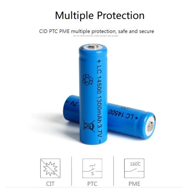 Cheap LC 14500 Lithium Battery Long Cycle Rechargeable 3.7V1300mAh Mouse & Flashlight Battery Strong Light 1 Year Warranty