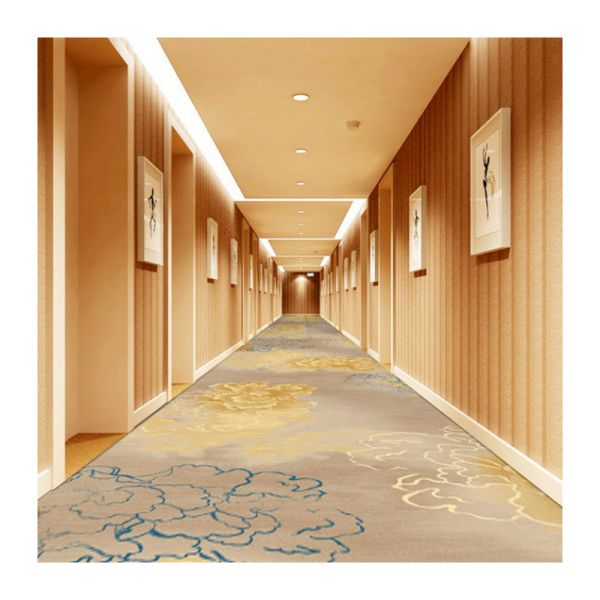 25*4M or Support Custom Sizes Nylon Hotel Floor Carpet Red Rectangle Modern Design