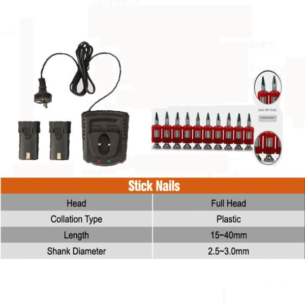 120V/60HZ Speedy and Portable 40A Impulse Battery Powered Nail Gun in Plastic Case